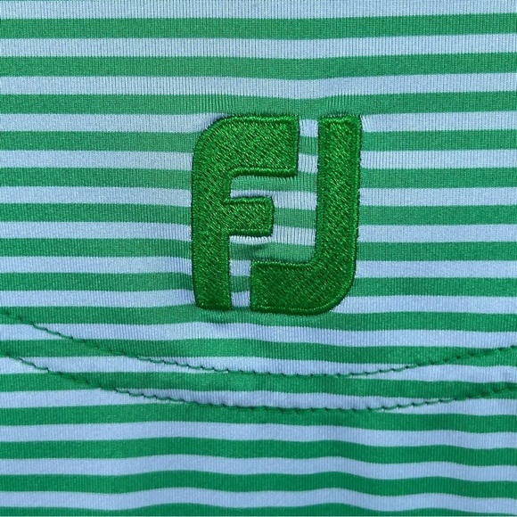 Foot Joy Size M Green Purple Stripe Logo Golf Polo - Picture 7 of 10